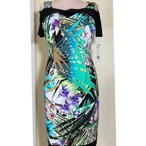 Joseph Ribkoff print dress with cold shoulder short sleeve. Brand new size 12